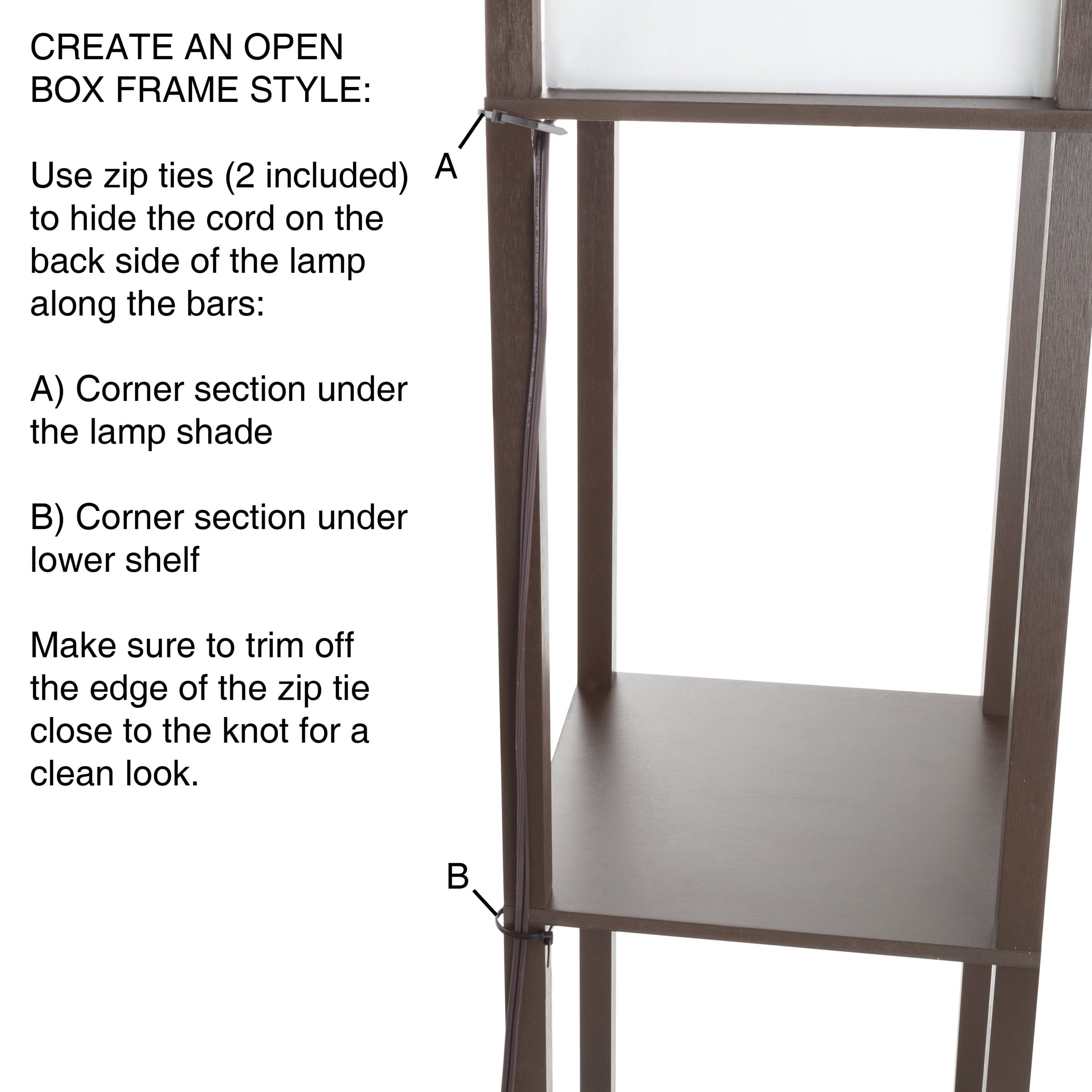 Cozylumi™ 62-inch Etagere LED Floor Lamp with 3 Tiers of Storage Shelving, Brown