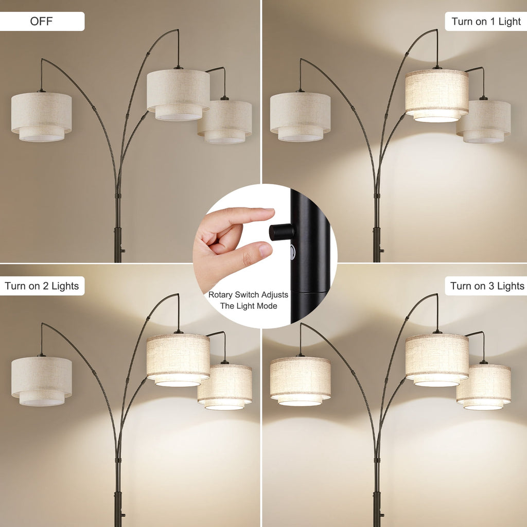 Cozylumi™ 3 Lights Tree Floor Lamp, 81.5" Tall Standing Lamp with Hanging Dual Drum