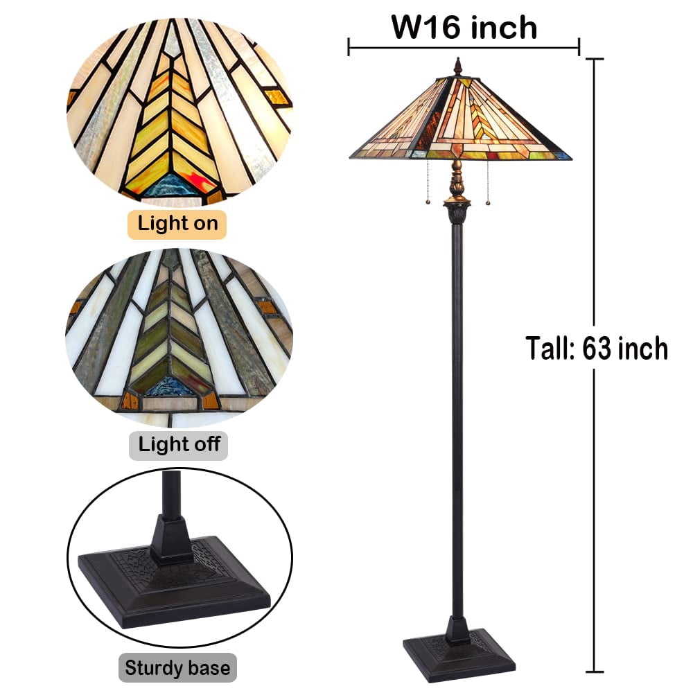 Cozylumi™ Tiffany Floor Lamp Mission Style Blue Stained Glass Floor Light for Reading