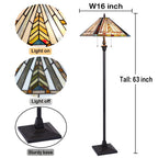 Cozylumi™ Tiffany Floor Lamp Mission Style Blue Stained Glass Floor Light for Reading