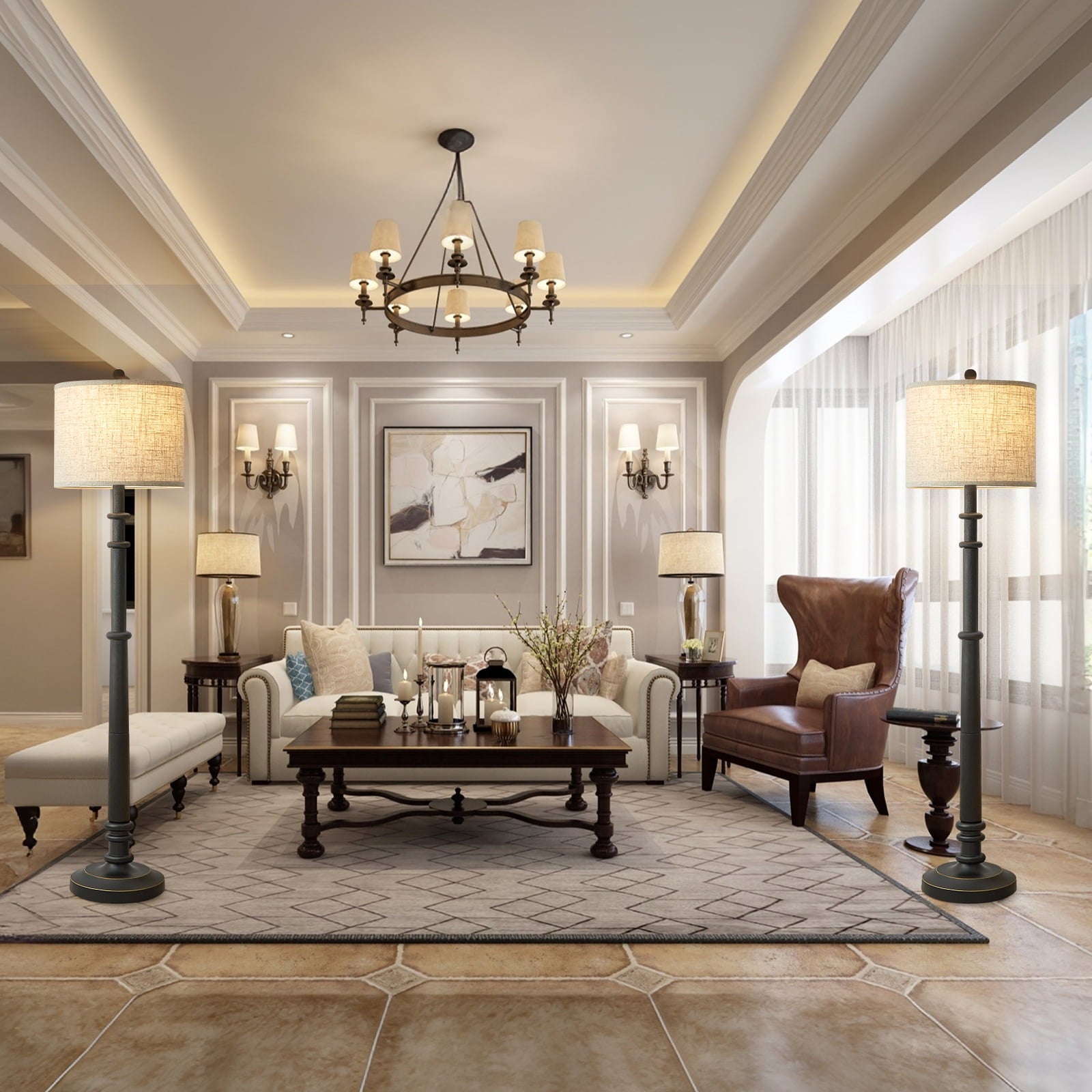 Cozylumi™ Floor Lamps for Living Room,60" Vintage Farmhouse Floor Lamp 3-Color