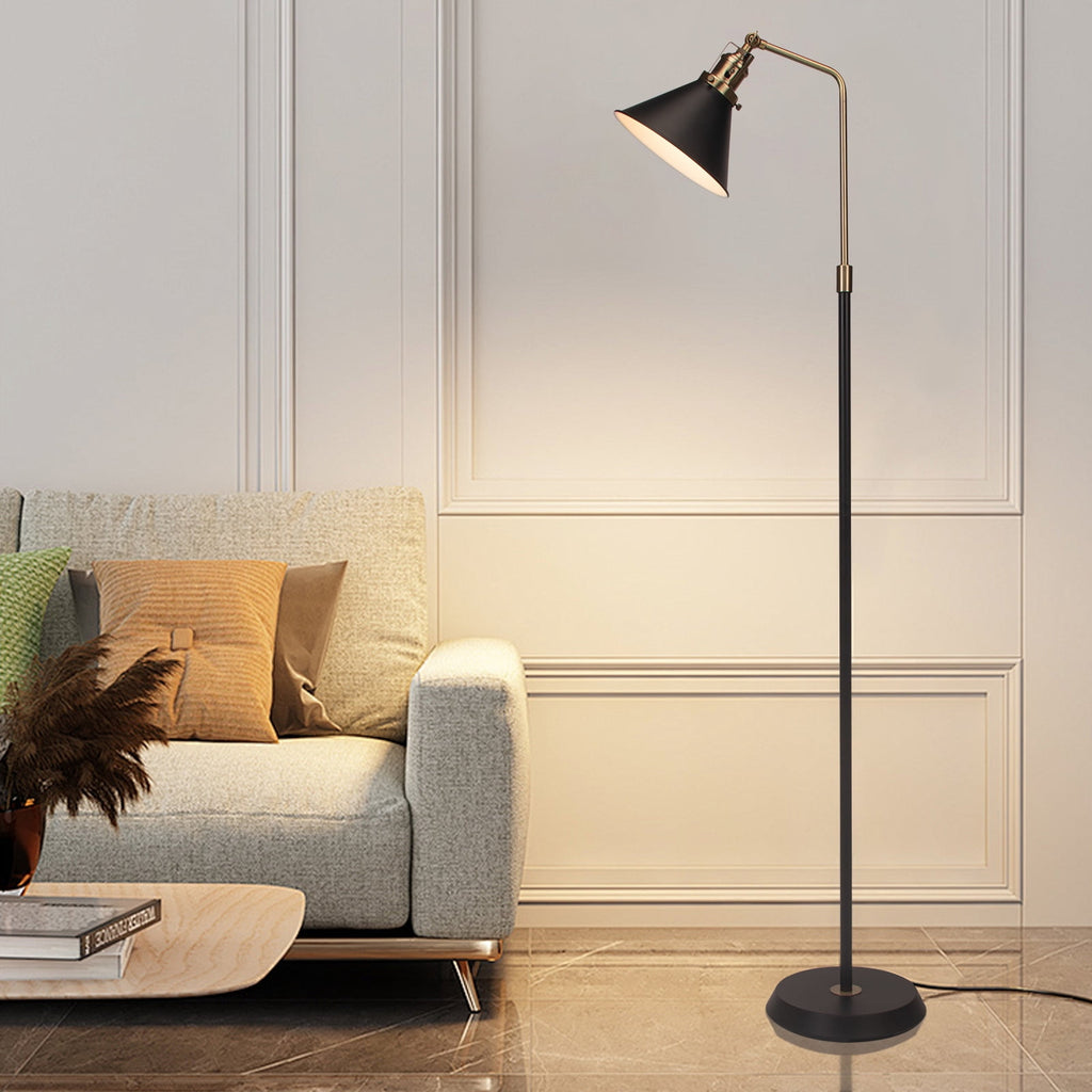 Cozylumi™ HonoDing 58" Rustic Rotatable Floor Lamp, Vintage Metal Design, Black