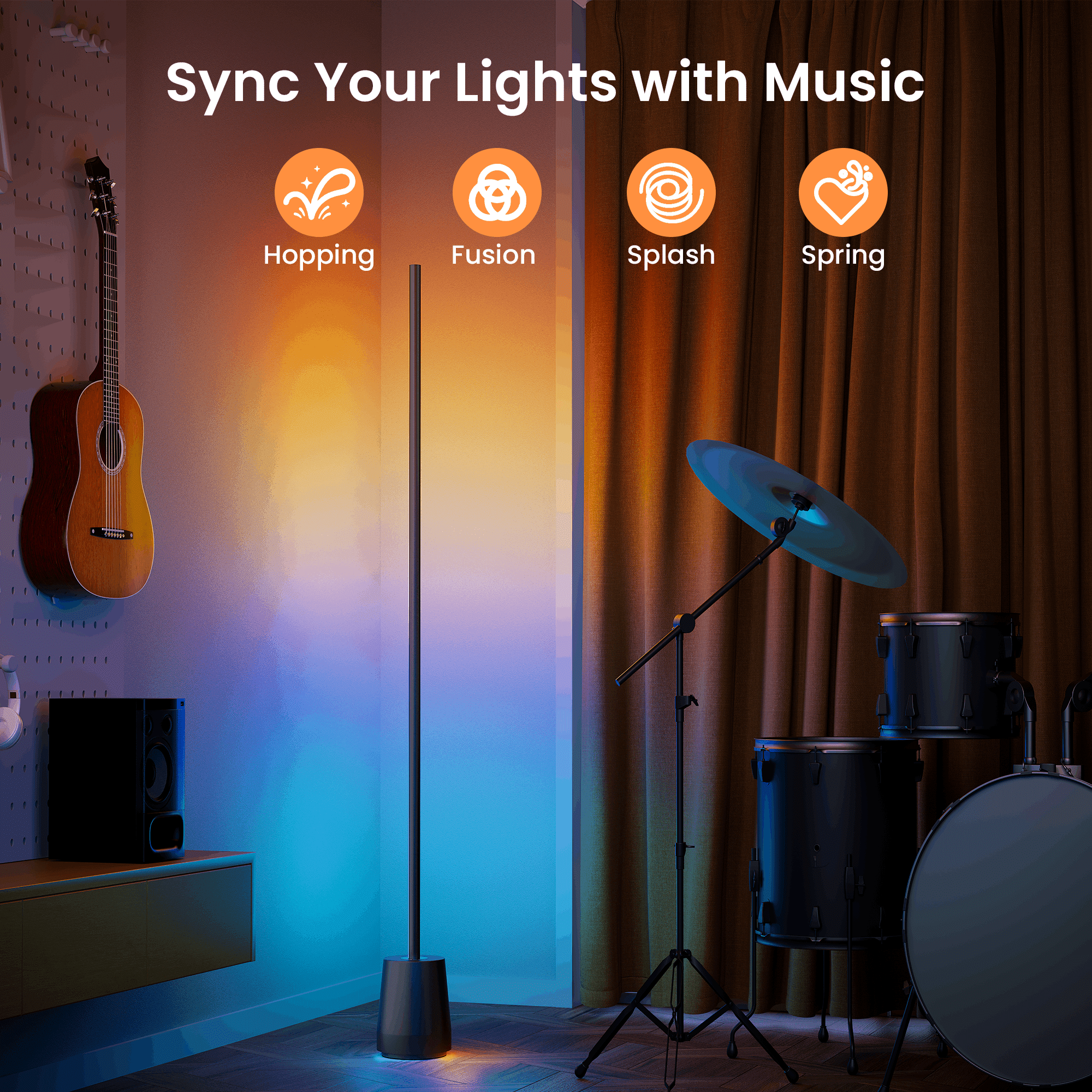 Cozylumi™ HadinEEon Corner Floor Lamp, 1500lm RGBW Corner Lamp Work with Alexa & Google