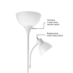 Cozylumi™ 72" Matte White Floor Lamp with Adjustable Reading Light