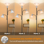 Cozylumi™ 3-Head LED Floor Lamp with Adjustable Reading Lights, 3000K Warm White
