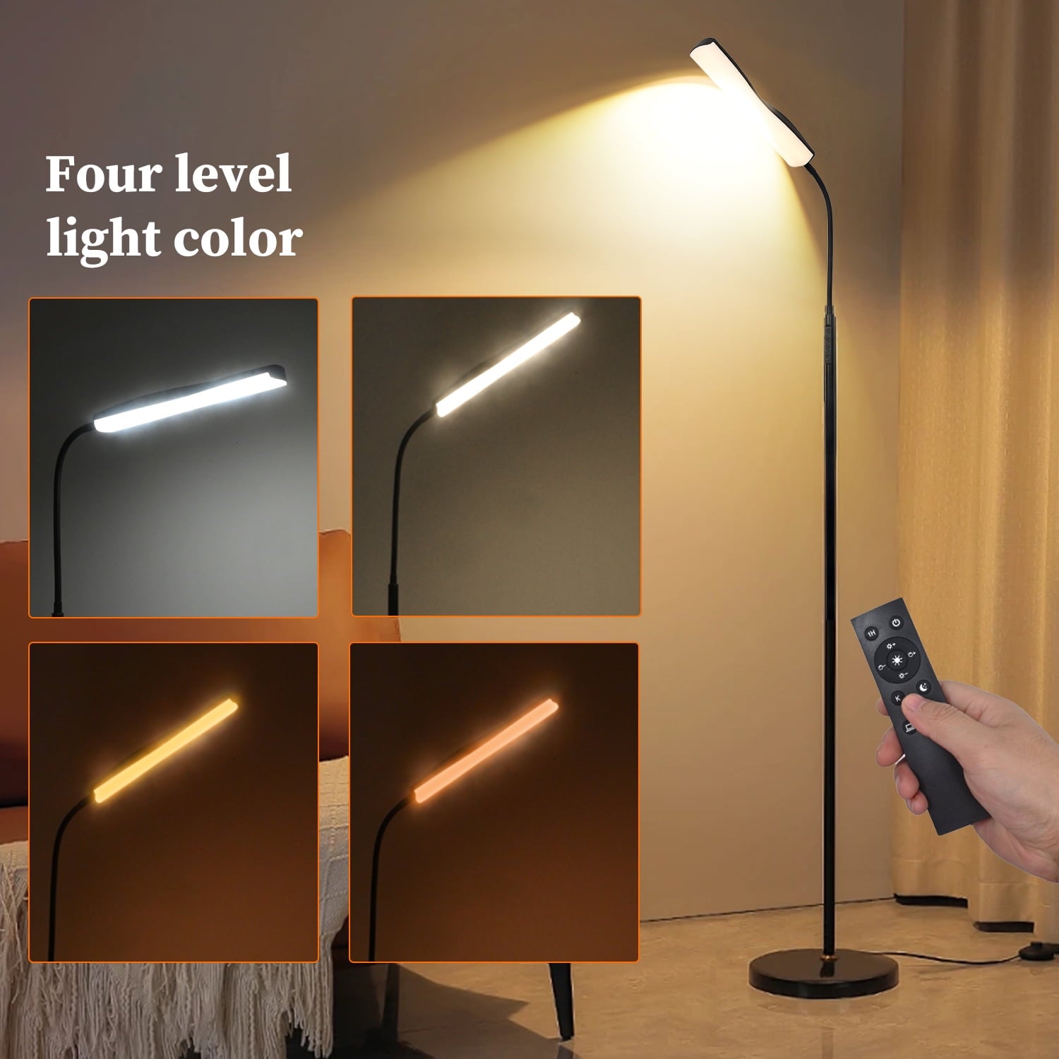 Cozylumi™ Govvep LED Floor Lamp with Flexible Gooseneck and Touch Sensor with Remote