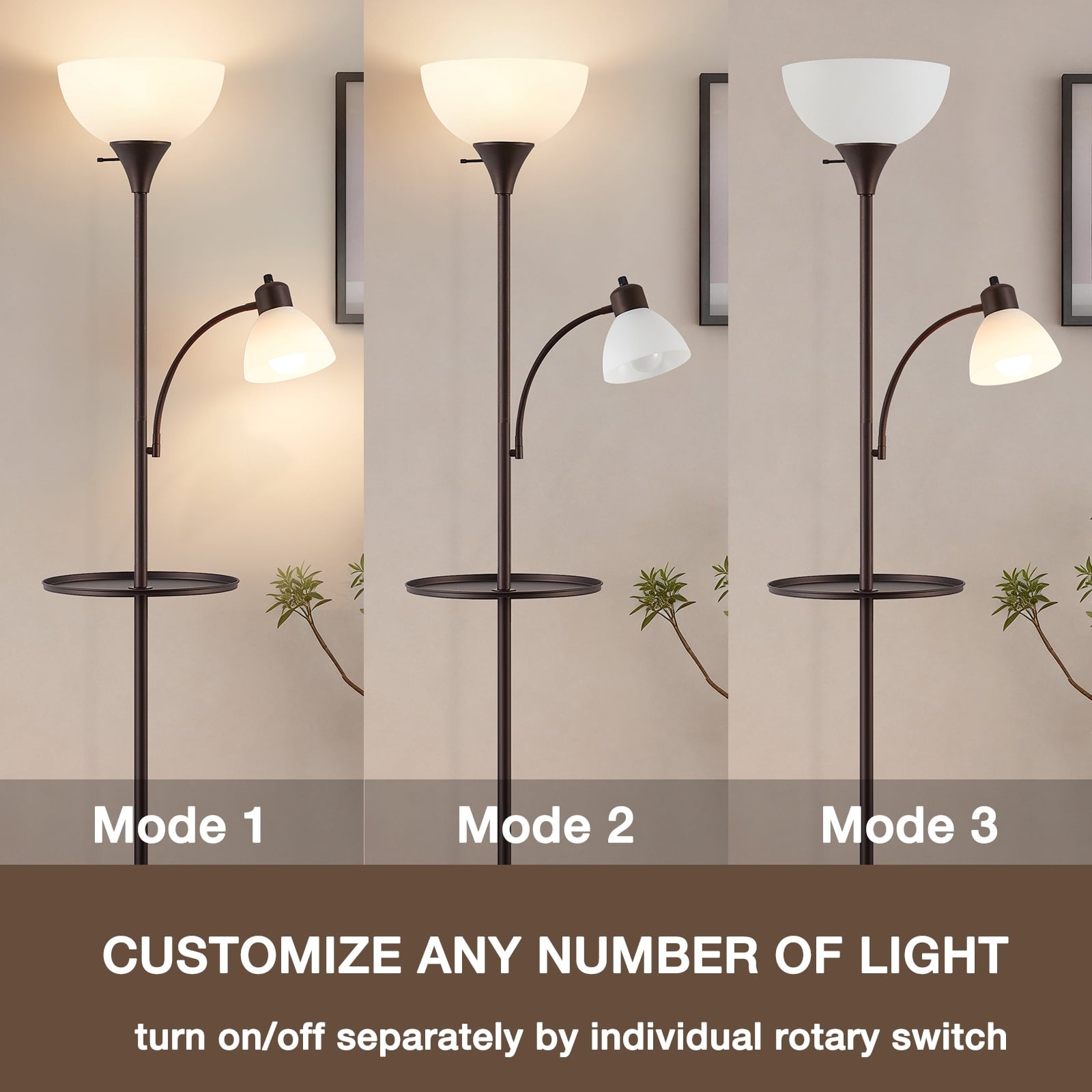 Cozylumi™ 72" Floor Lamp with Table, Adjustable Reading Lights, Modern Floor Lamps for