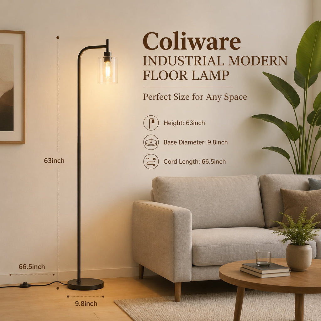 Cozylumi™ Coliware Arc Floor Lamp with Acrylic Lampshade, Modern Tall Standing Lamp