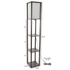 Cozylumi™ 62-inch Etagere LED Floor Lamp with 3 Tiers of Storage Shelving, Brown