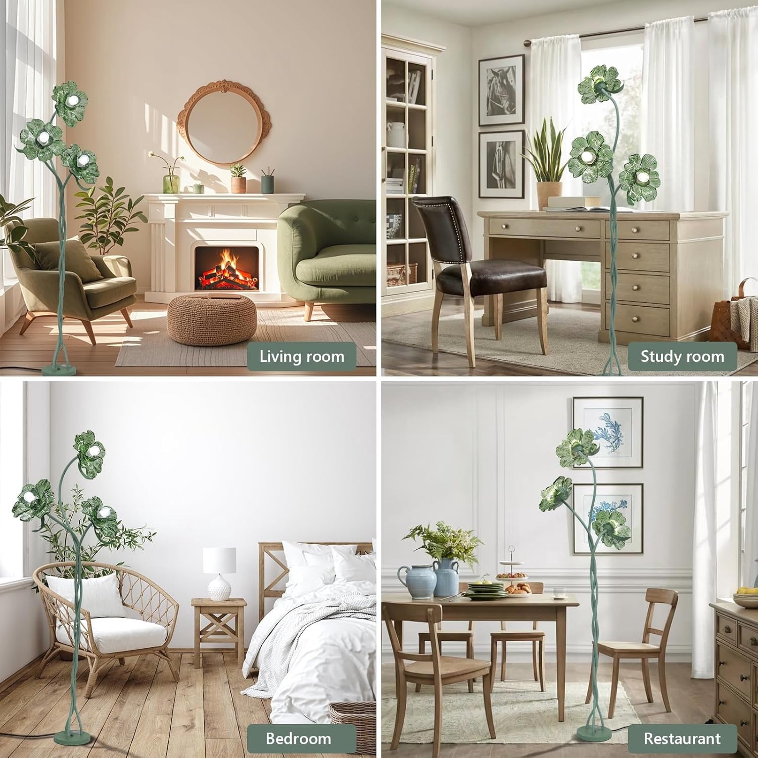 Cozylumi™ Vintage Flower Floor Lamp for Girls' Bedroom, Cute 3 Heads Floor Reading
