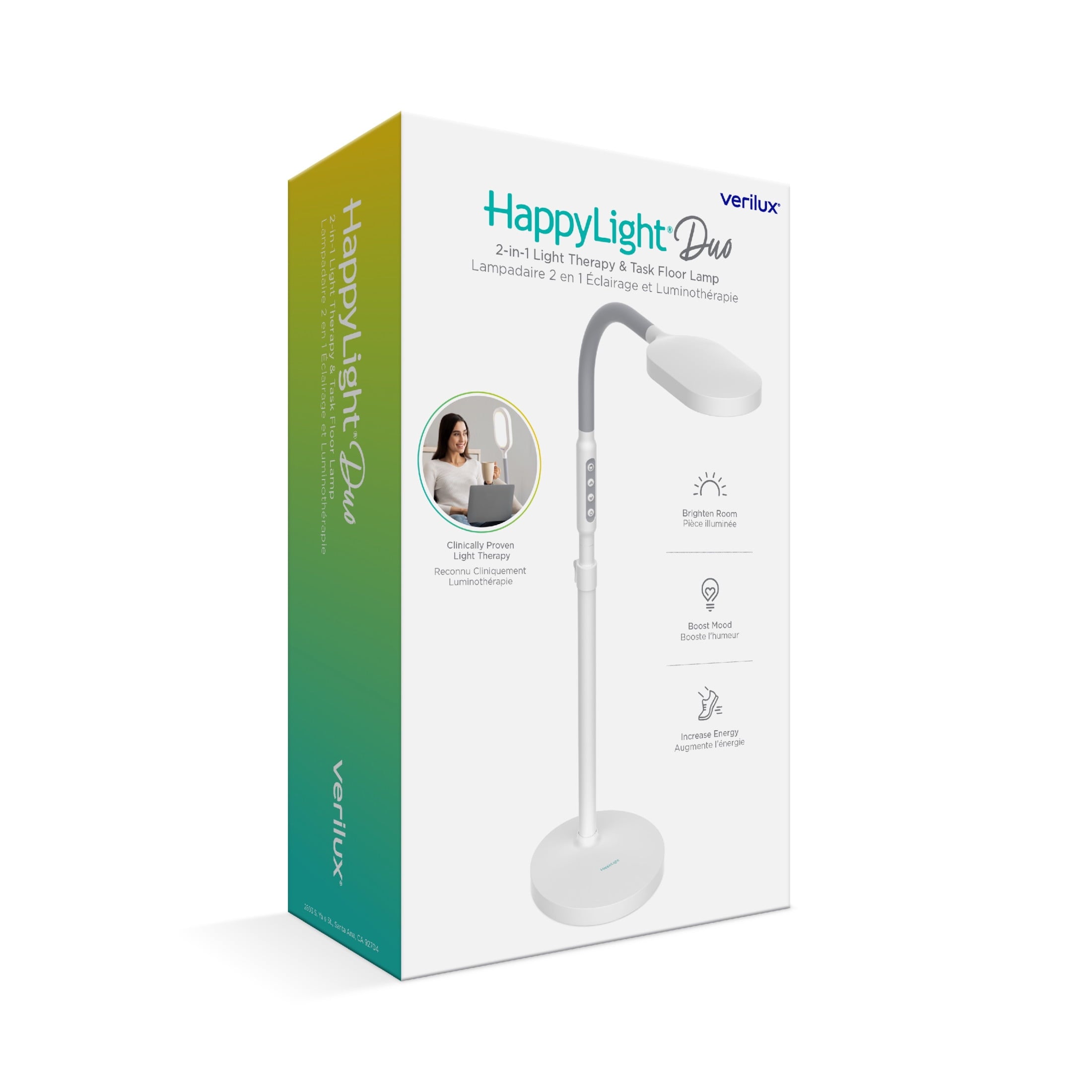 Cozylumi™ Verilux HappyLight Duo 2-in-1 Light Therapy & Floor Lamp White VT39WW1