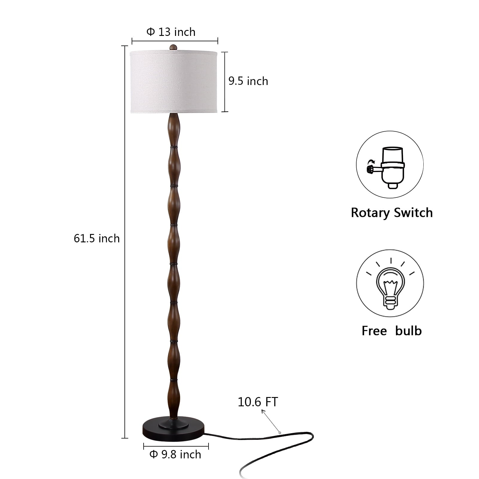 Cozylumi™ JUJUYUYOP 62" Farmhouse-Style Living room Floor Lamp with a Rotary Switch