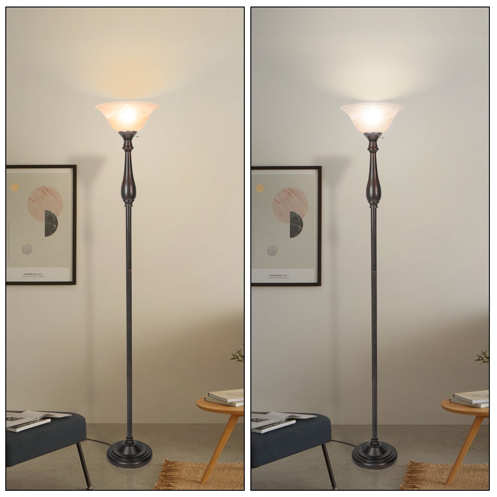 Cozylumi™ HonoDing Floor Lamp for Living Room, Standing Lamp with Glass Shade,Tall