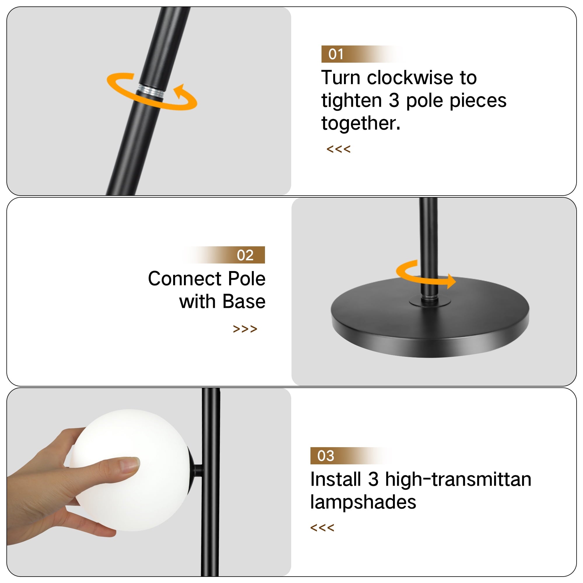 Cozylumi™ 71" Globe Floor Lamp for Living Room Clearance, Modern 3 light Standing Lamp