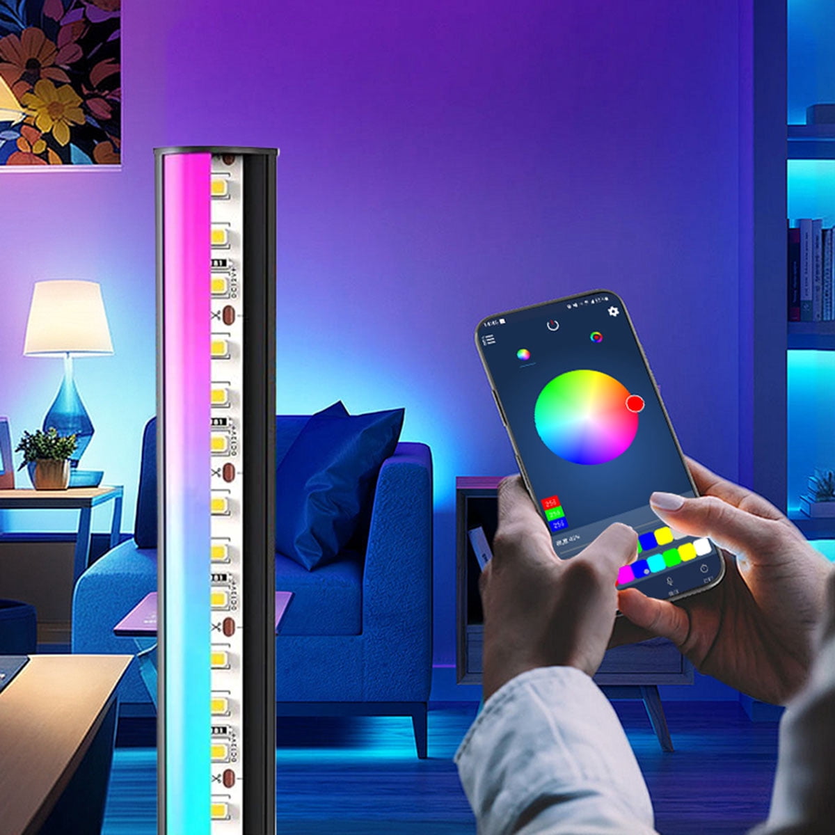 Cozylumi™ Corner Floor Lamp,Smart RGB LED Corner Lamp with Spotlight, 10 Million Colors