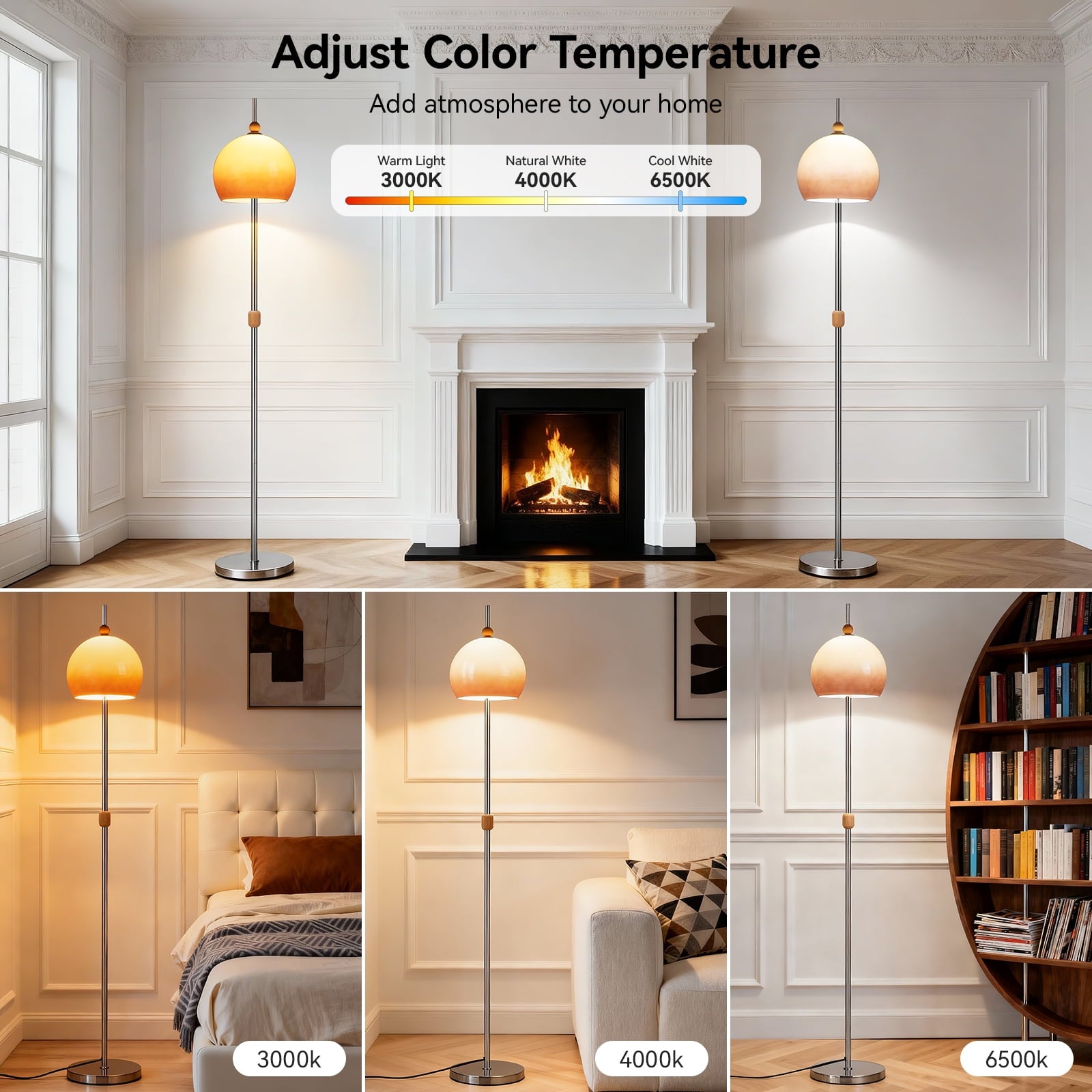 Cozylumi™ Glass Floor Lamps for Living Room, Modern Floor Lamps with Glass Shade &