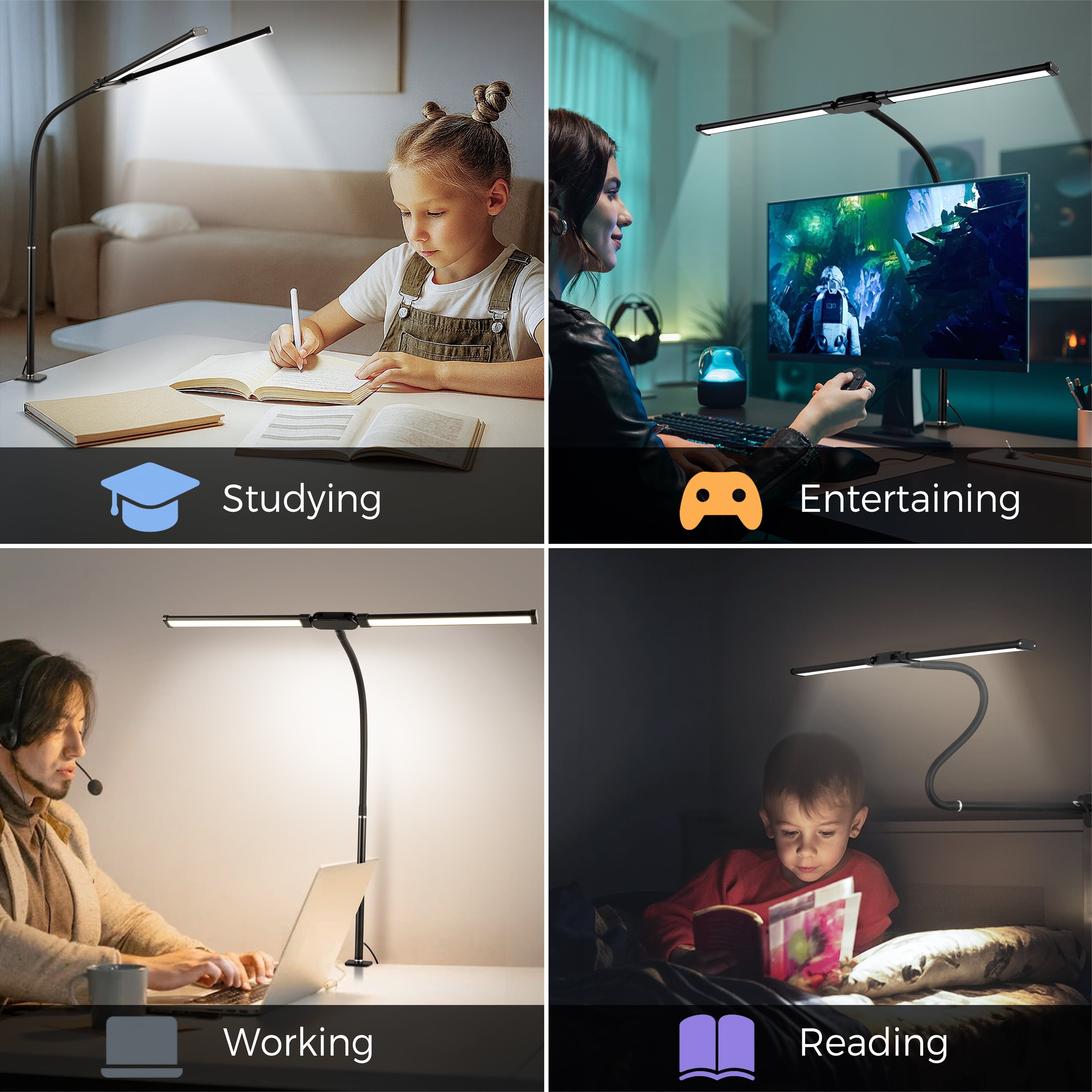 Cozylumi™ Coliware LED Desk Lamp for Office Home, Eye Caring Architect Lamp with Clamp