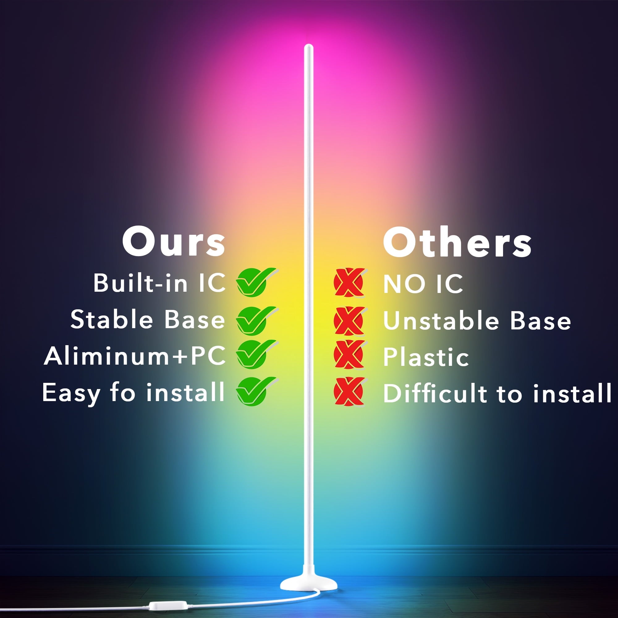 Cozylumi™ VIPLIKE Led Corner Floor Lamp,Smart APP&Remote Control Colors Changing Lamps