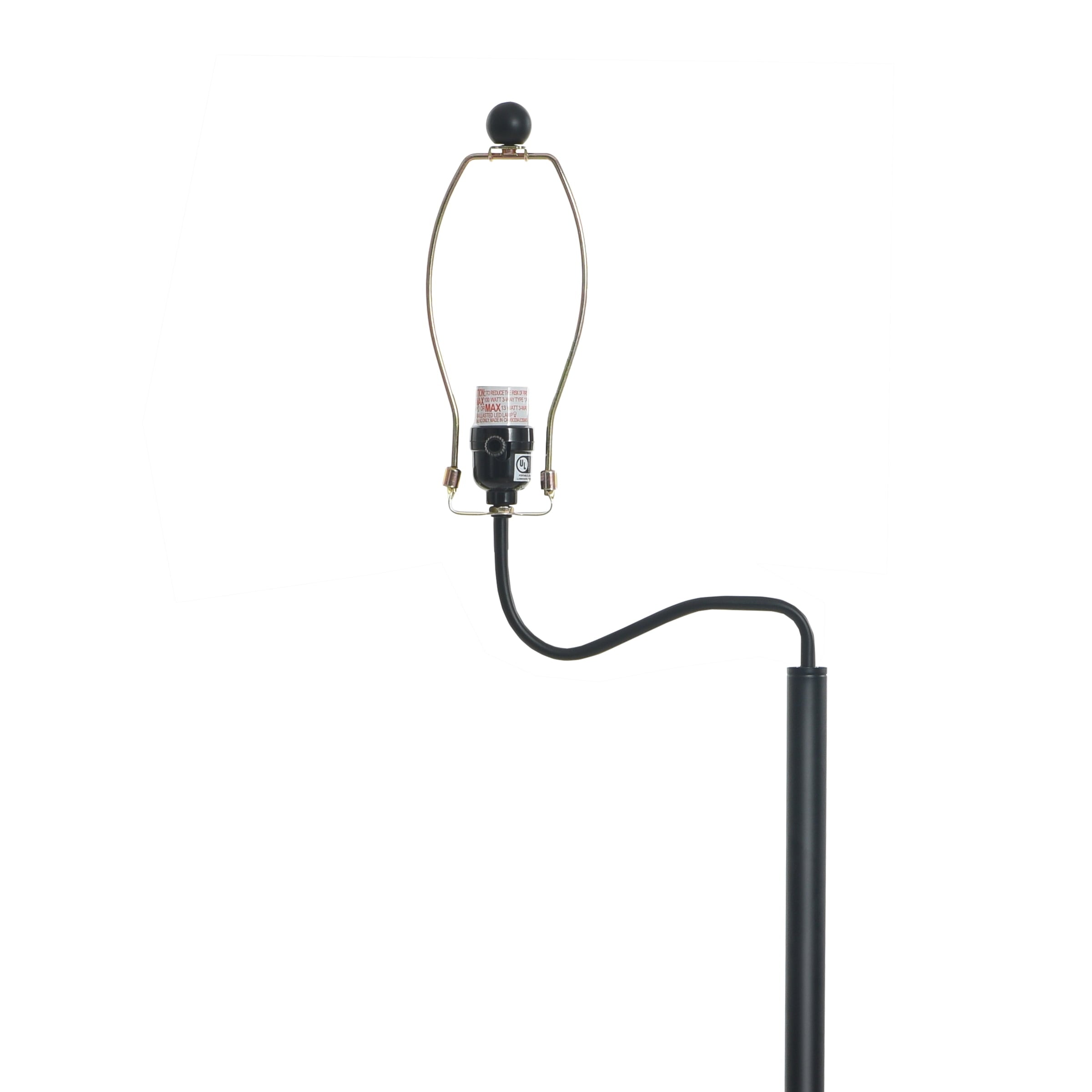 Cozylumi™ Glass End Table Floor Lamp with White Shade, Matte Black, 17"L x 17"W x 54"H