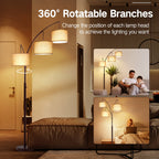 Cozylumi™ 3 Light Floor Lamp, 80" Mordern Standing Lamp with Linen Lamp Shade, Arc