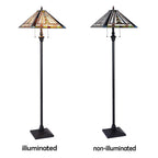 Cozylumi™ Tiffany Floor Lamp Mission Style Blue Stained Glass Floor Light for Reading