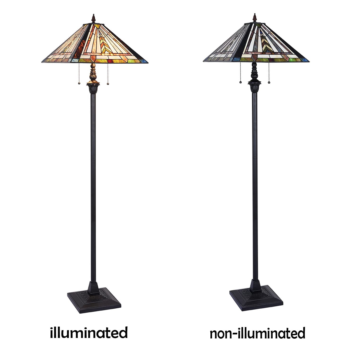 Cozylumi™ Tiffany Floor Lamp Mission Style Blue Stained Glass Floor Light for Reading