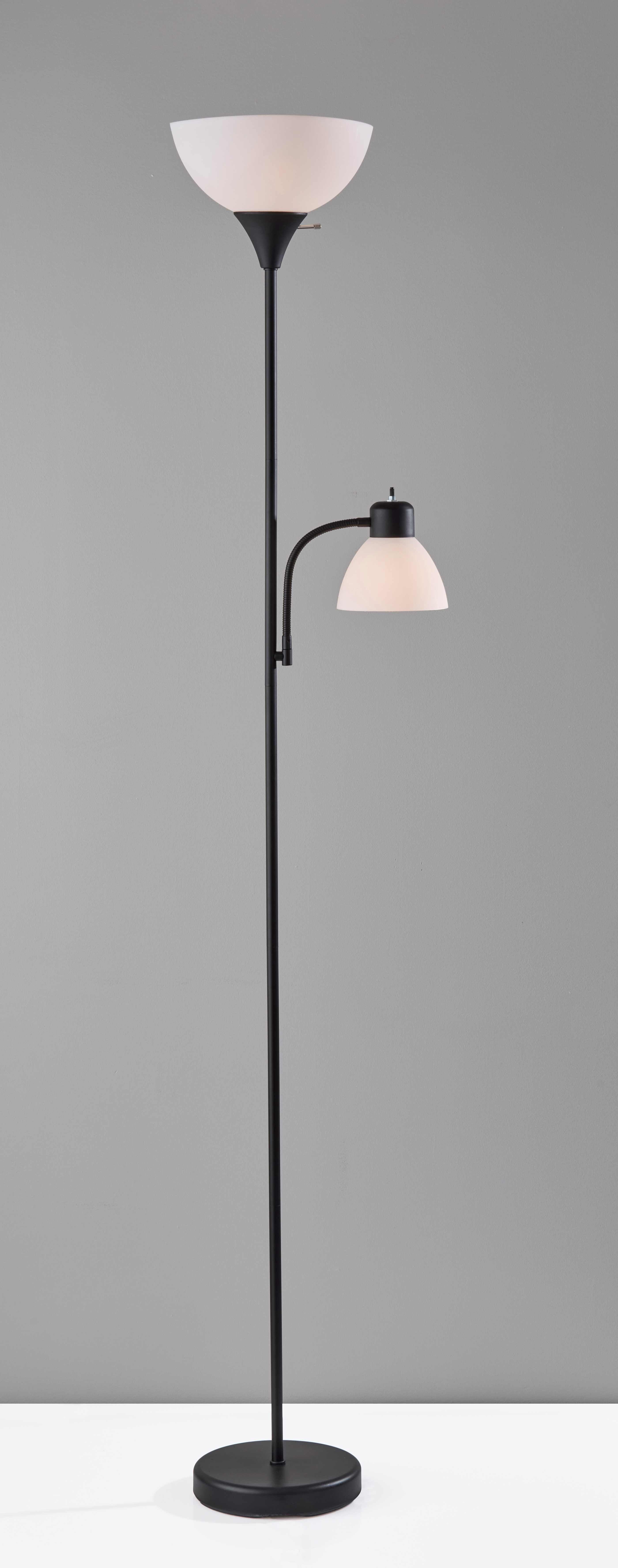 Cozylumi™ 72 in Black Combo Floor Lamp with Adjustable Reading Lamp