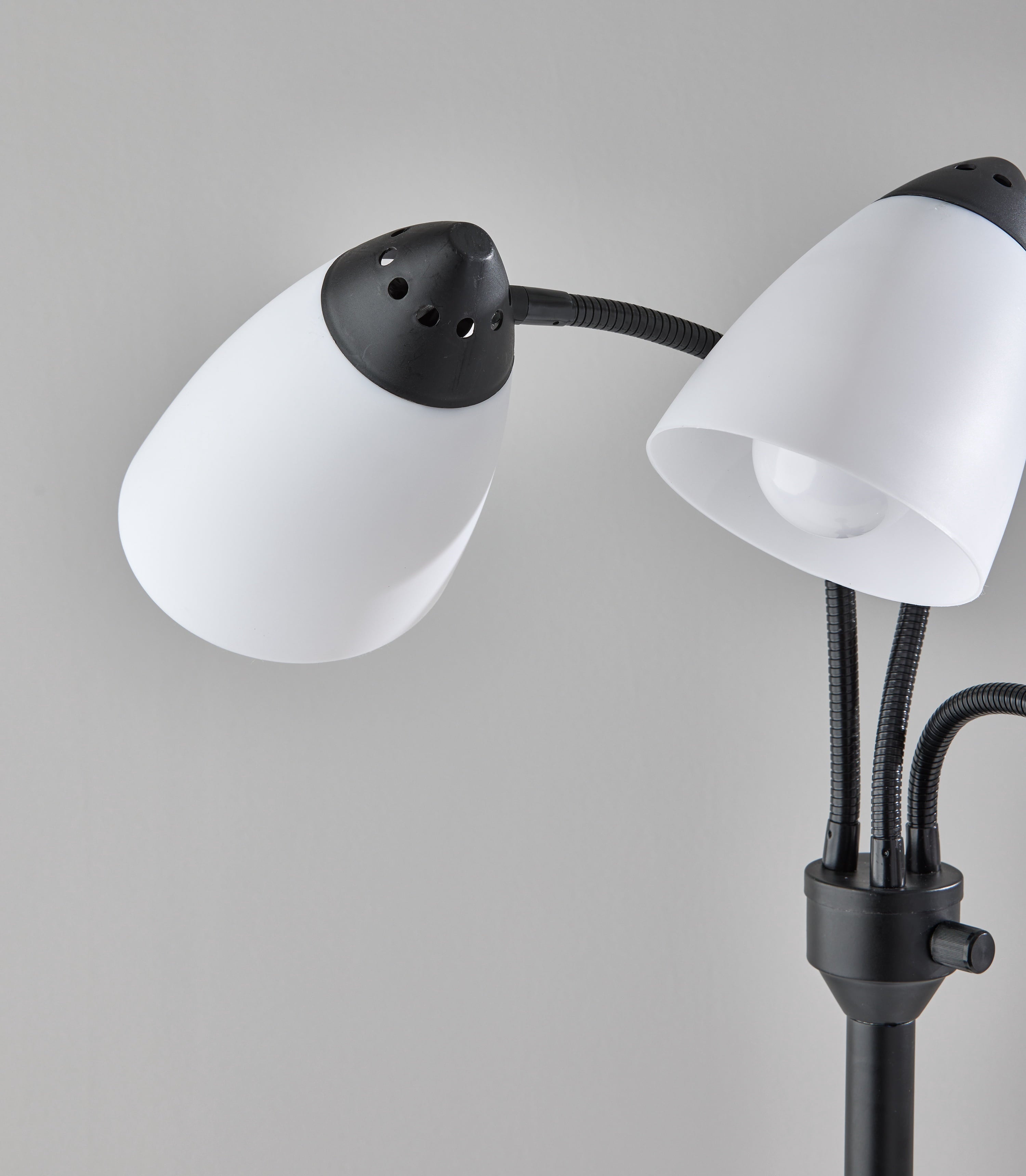 Cozylumi™ 3-Head Adjustable Floor Lamp, Black with White Plastic Shades, 68 in