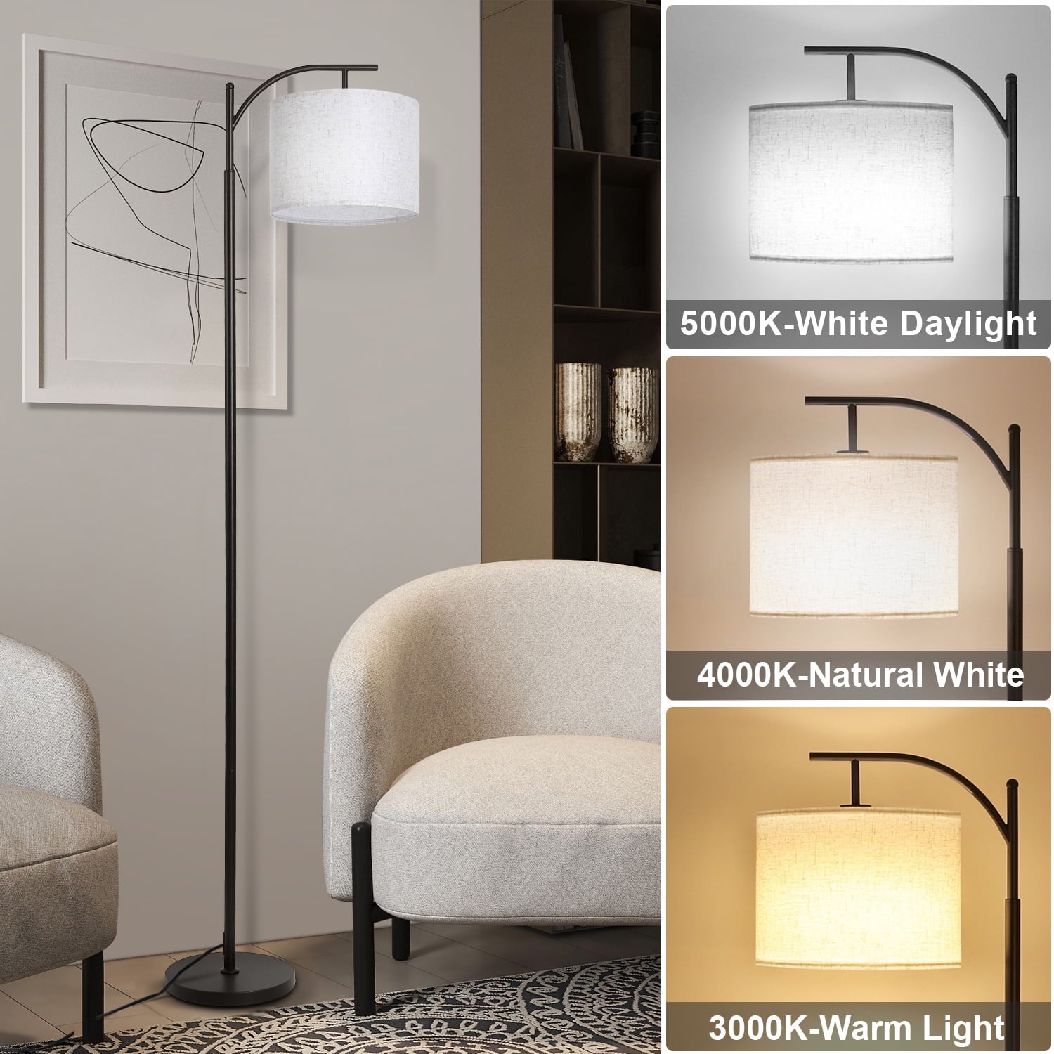 Cozylumi™ Vesteel Floor Lamp, Standing Lamp with 3 Color Temperatures LED Bulb &