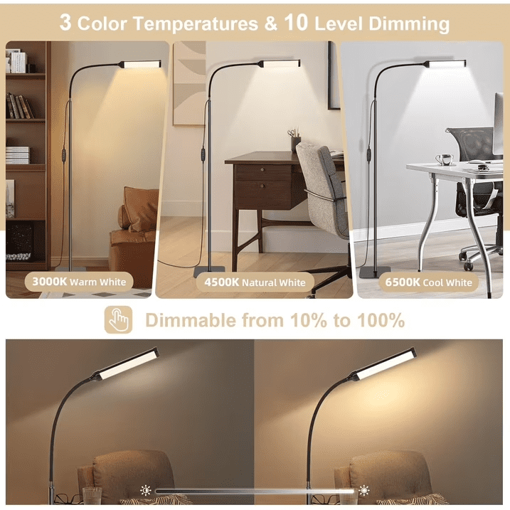 Cozylumi™ Gaormii LED Floor Lamp for Living Room, Bright Reading Lamp with 10 Stepless