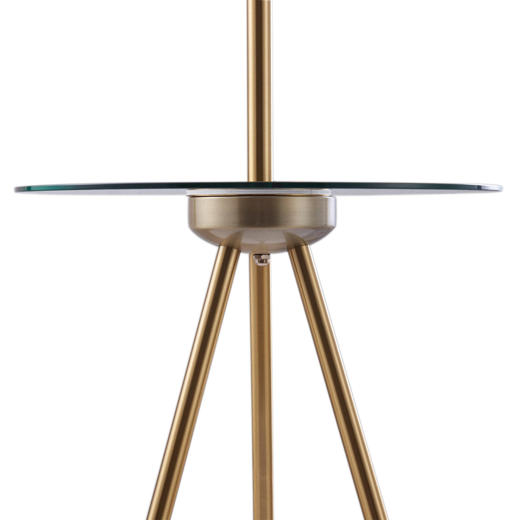Cozylumi™ Teamson Home Myra Floor Lamp with Glass Table and Built-In USB Port, Gold/Black