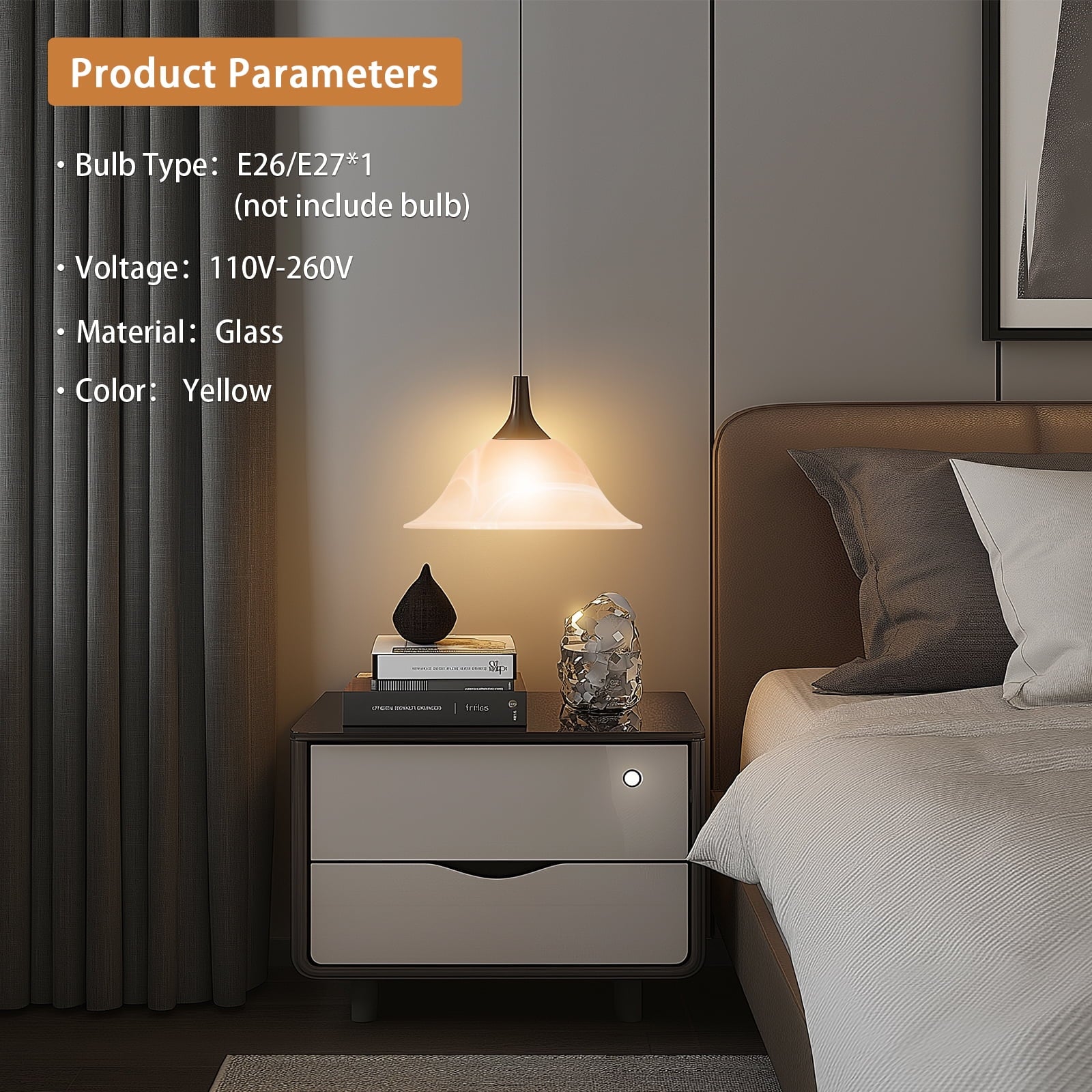 Cozylumi™ HonoDing Floor Lamp Shade with Amber Alabaster Glass Bowl