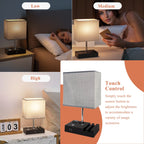 Cozylumi™ IJIL Table Lamp for Bedroom, 15.7" Two Fast USB Charging Ports Touch Desk