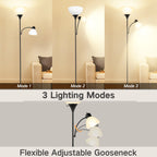 Cozylumi™ Floor Lamp with Reading Light for Living Room, LED Standing Lamp with Remote