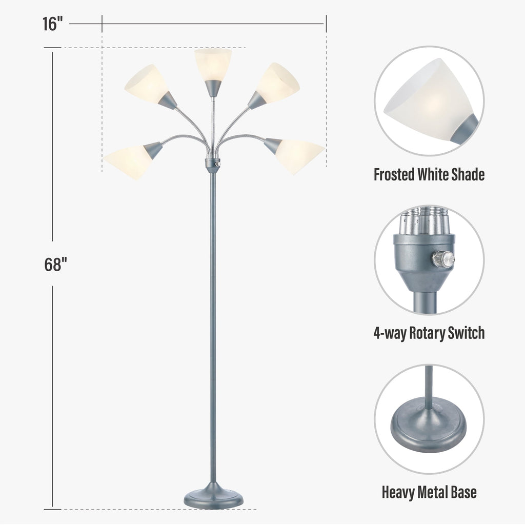 Cozylumi™ HonoDing Adjustable Gooseneck Floor Lamp with Matte White Acrylic Shade, 68
