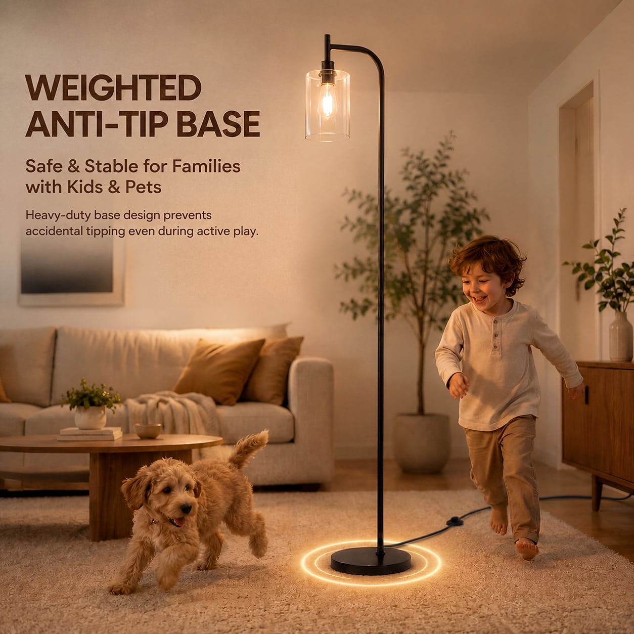 Cozylumi™ Coliware Arc Floor Lamp with Acrylic Lampshade, Modern Tall Standing Lamp
