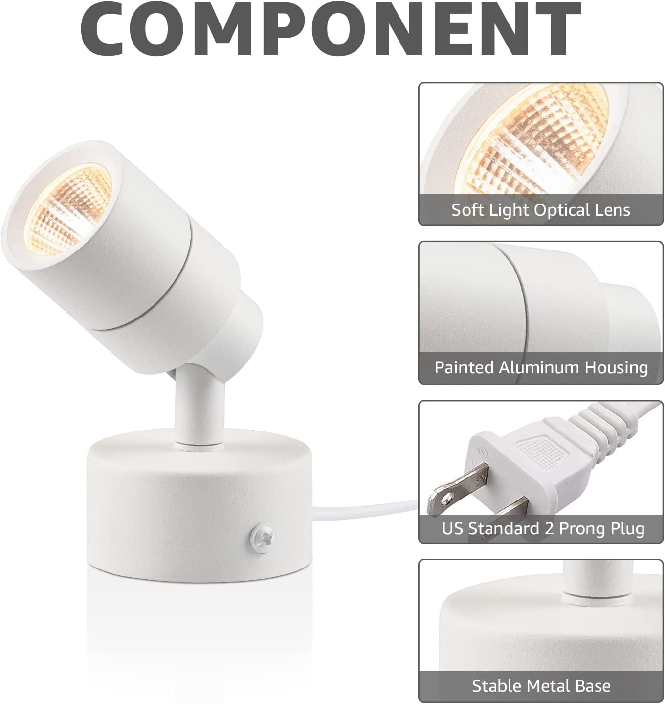 Cozylumi™ SUNVIELED Uplights for Indoor Use, Warm White Floor Spotlight Lamp, 120V