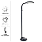 Cozylumi™ Natural Sunlight LED Floor Lamp with Bendable Neck 60 Inch Black