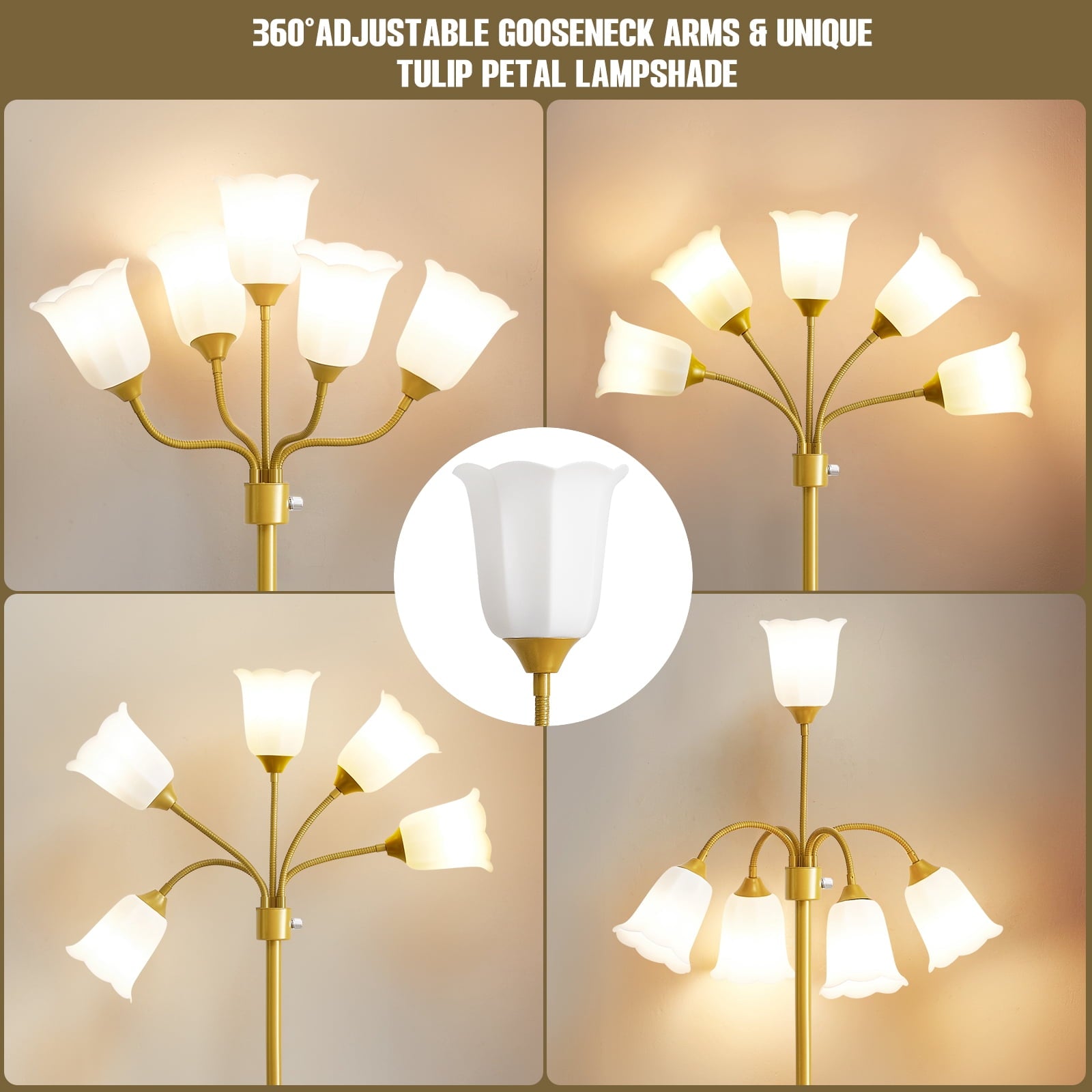Cozylumi™ Medusa LED Floor Lamp, Multi Head Modern Tall Lamp with Adjustable Gooseneck