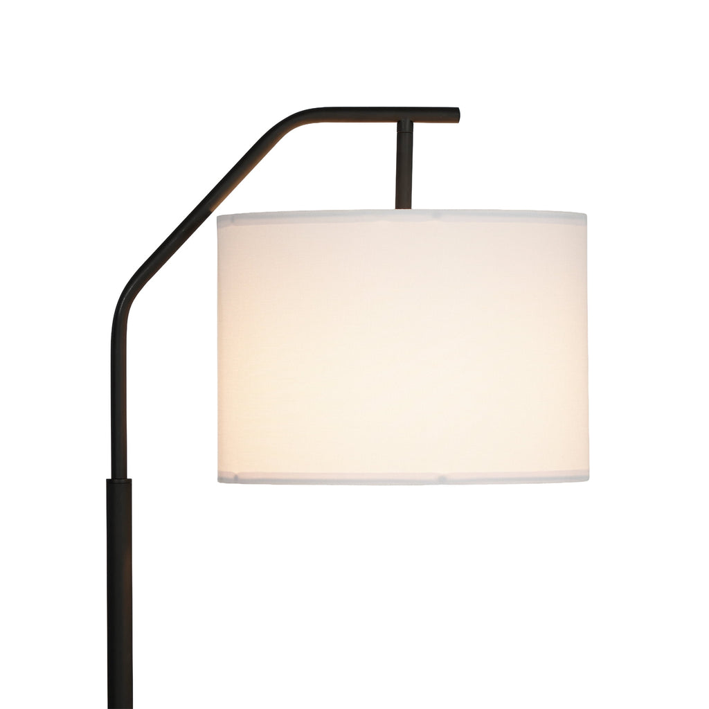 Cozylumi™ 62 in Black Metal Angled Downbridge Floor Lamp with White Linen Shade
