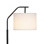 Cozylumi™ 62 in Black Metal Angled Downbridge Floor Lamp with White Linen Shade