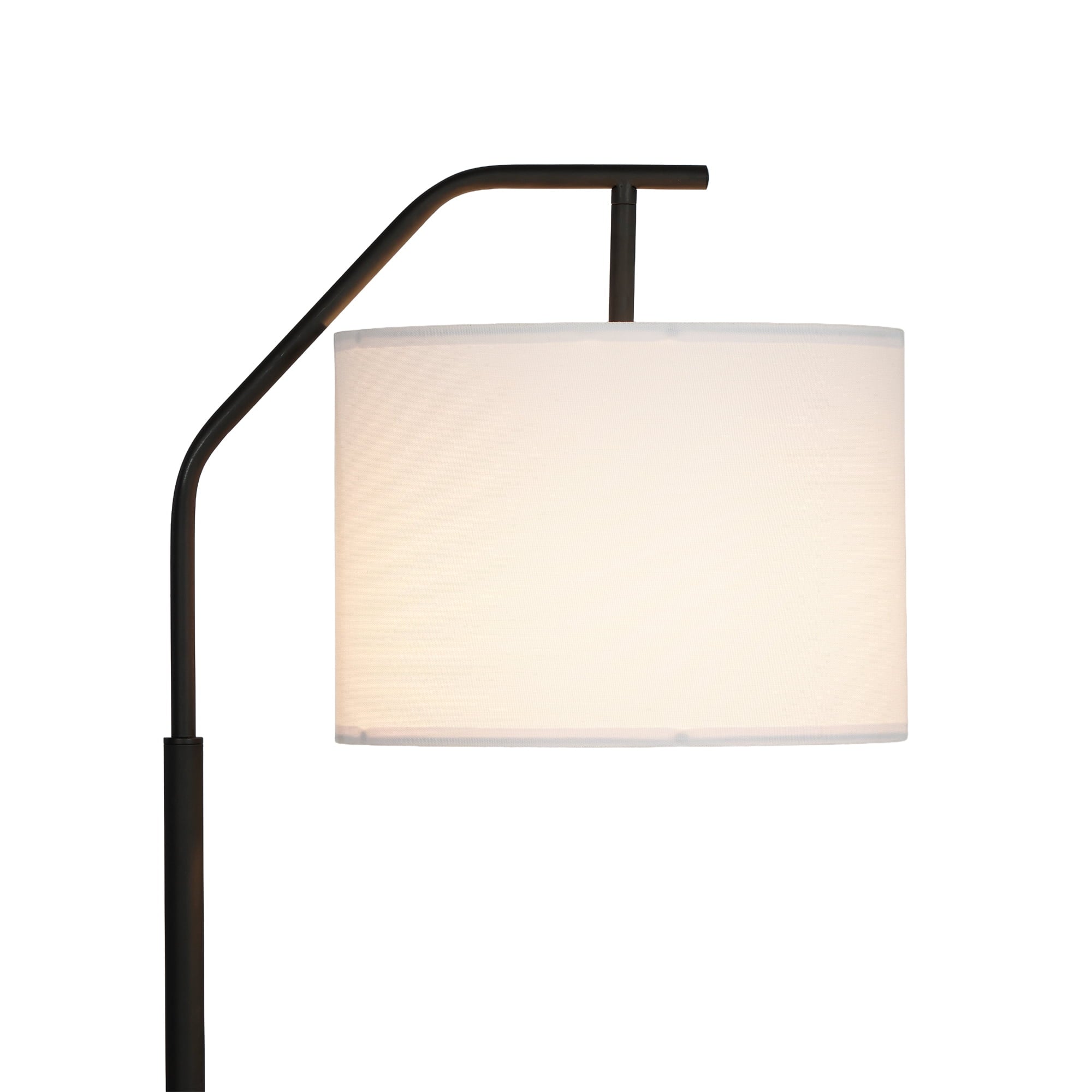 Cozylumi™ 62 in Black Metal Angled Downbridge Floor Lamp with White Linen Shade