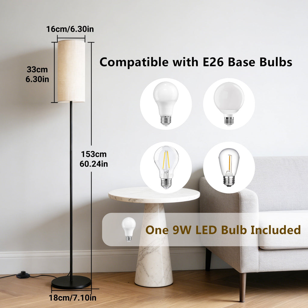 Cozylumi™ Modern Floor Lamps for Living Room, 3 Color Temperature 60" Tall Standing