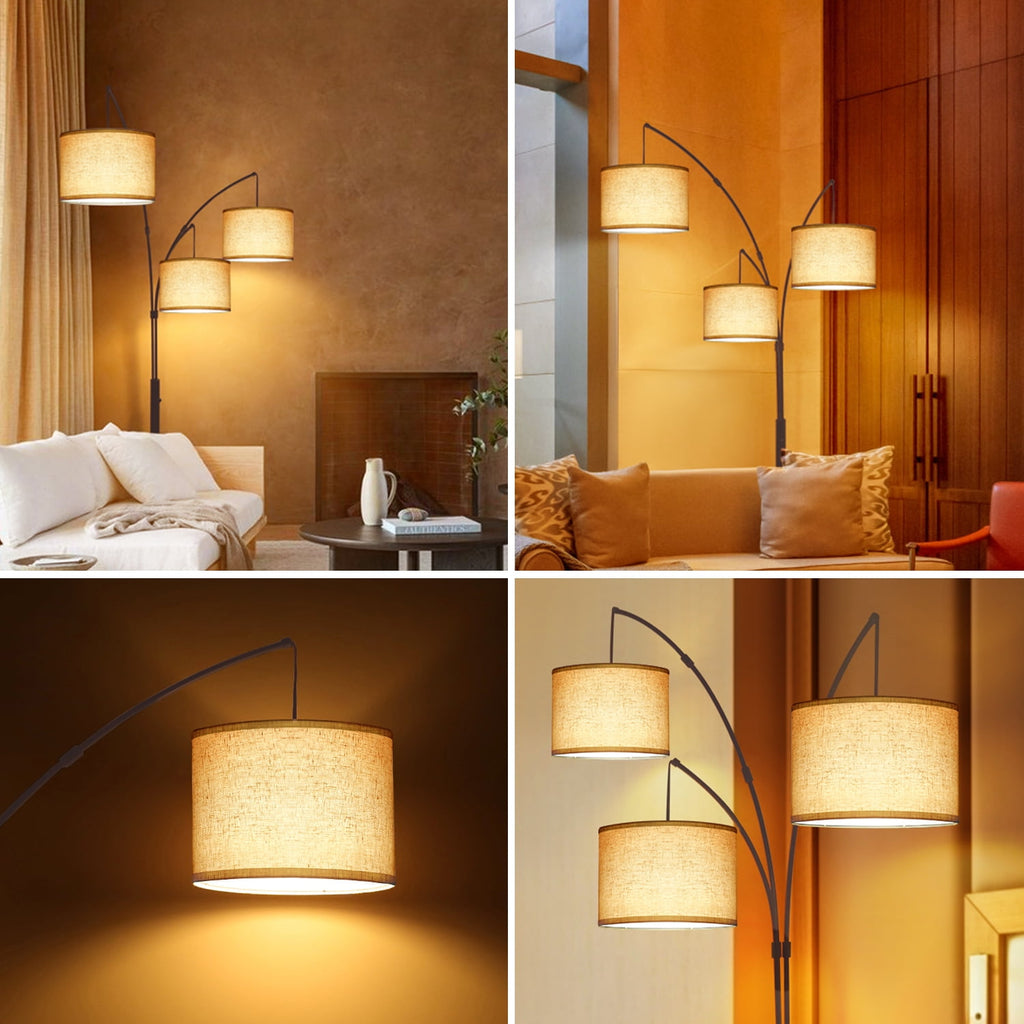 Cozylumi™ 3 Light Floor Lamp, 80" Mordern Standing Lamp with Linen Lamp Shade, Arc