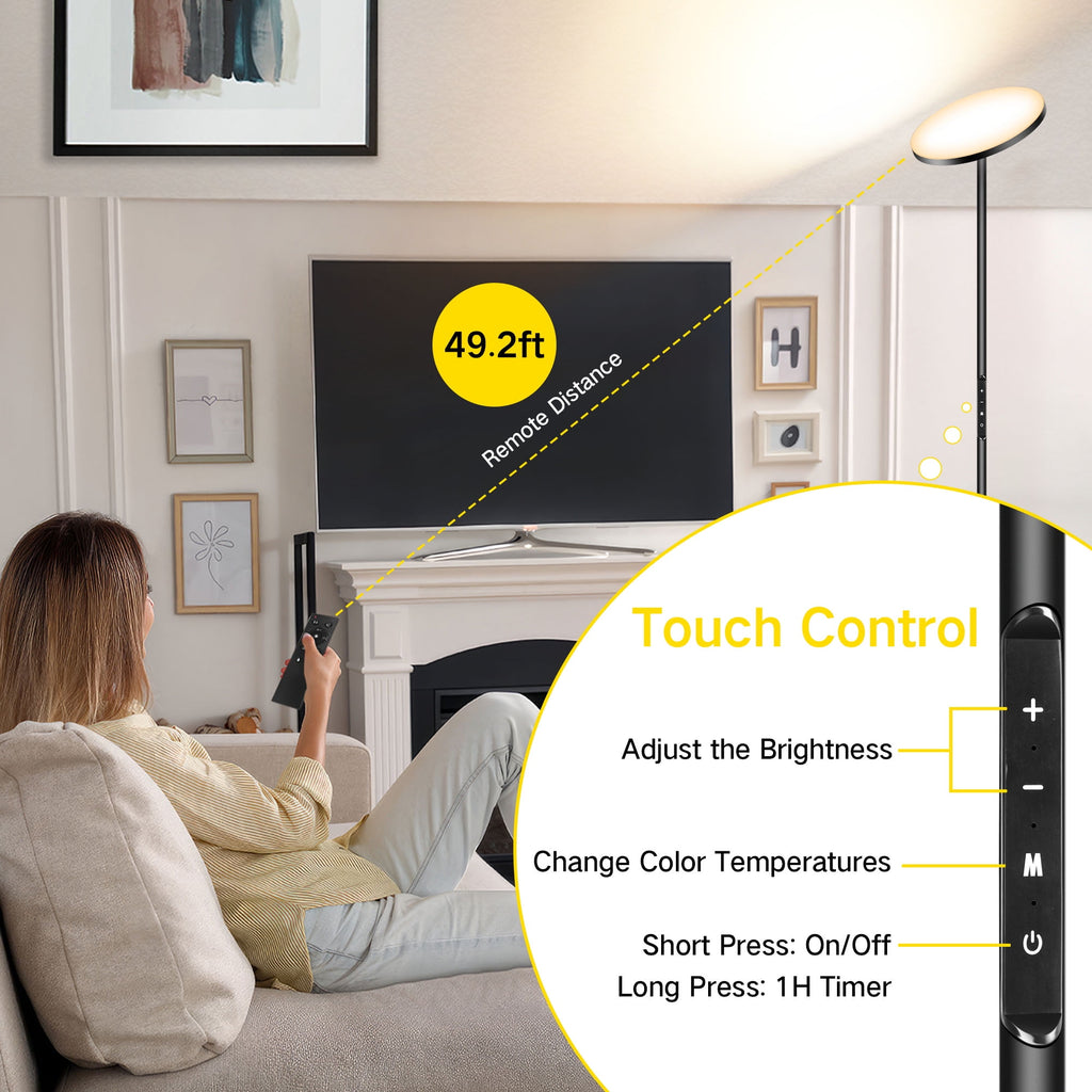 Cozylumi™ Floor Lamp with Remote, Super Bright Standing Lamp, 4 Color Temperature