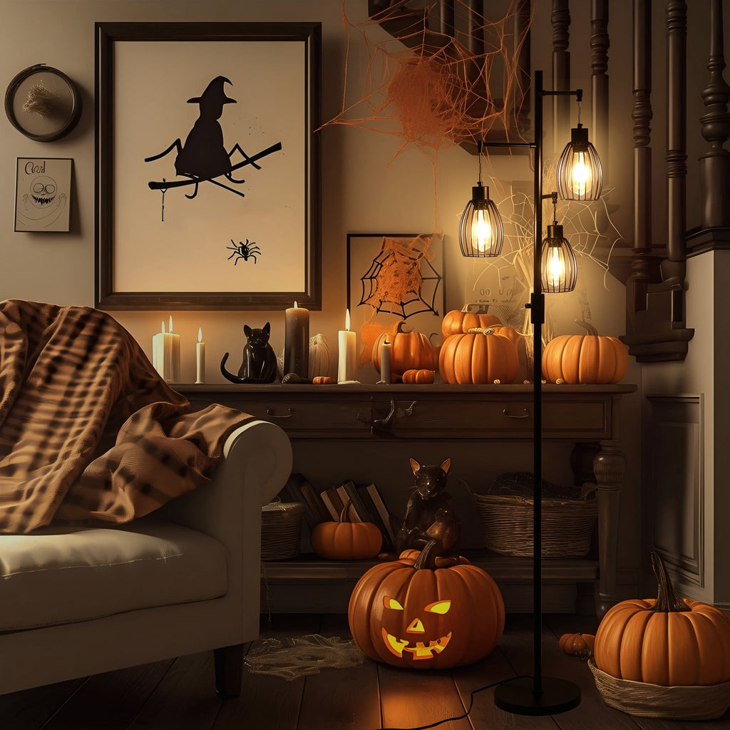 Cozylumi™ Vesteel Standing Lamp, Farmhouse Lamp with 3 Teardrop Cage and Bulbs