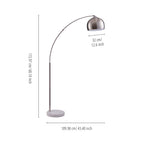 Cozylumi™ Teamson Home Arquer 68.1" Arc Floor Lamp with Faux Marble Base, Nickel
