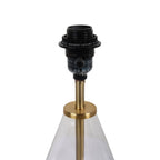 Cozylumi™ 18 in Clear Glass Table Lamp with Brass Metal Base and Beige Shade