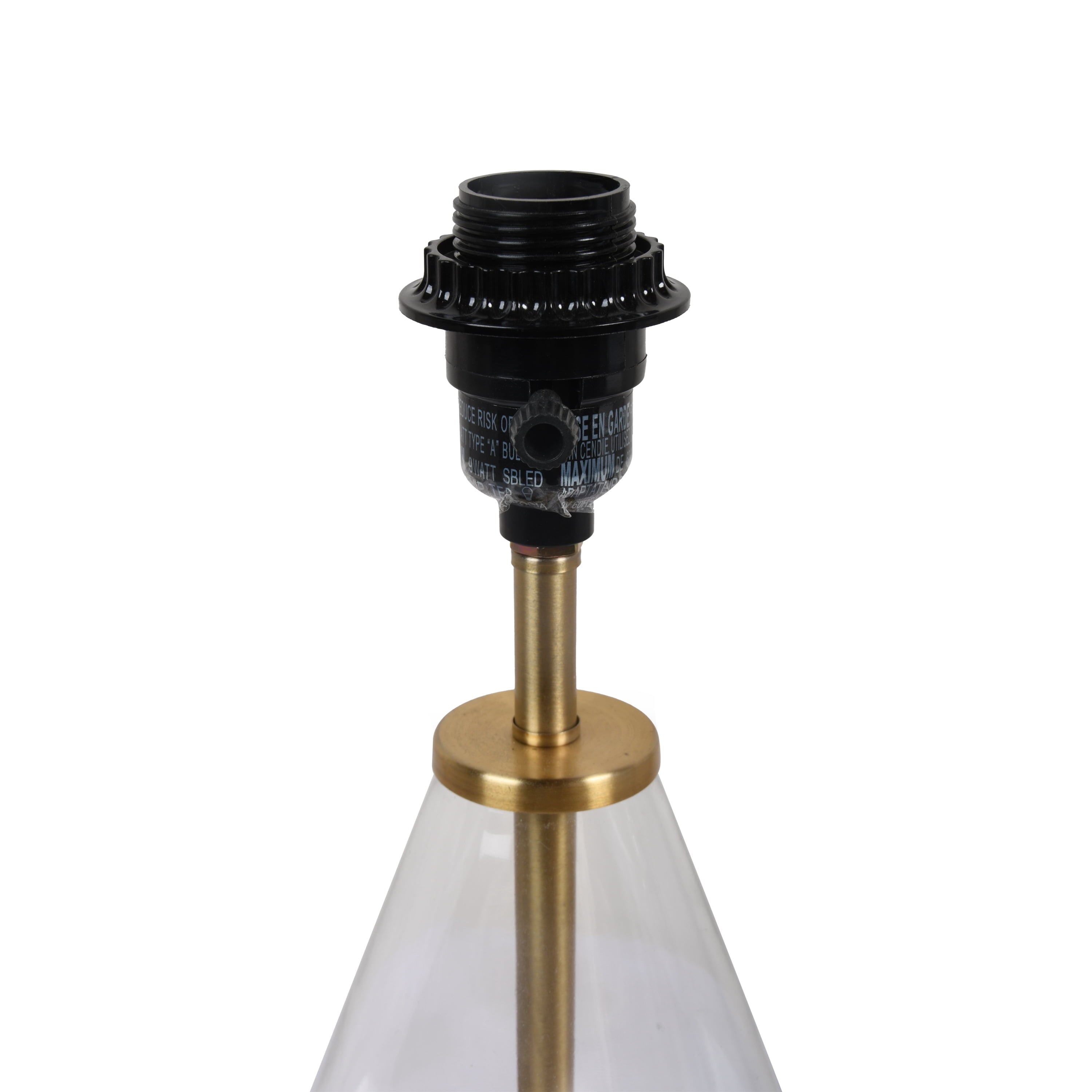 Cozylumi™ 18 in Clear Glass Table Lamp with Brass Metal Base and Beige Shade