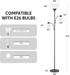 Cozylumi™ Lumadin 71'' Black Floor Lamp With 2 Adjustable Reading Lamp, Modern Design,3